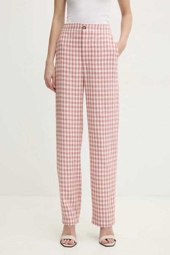 Moschino Jeans pantaloni in lino misto alta beige 0307.3226