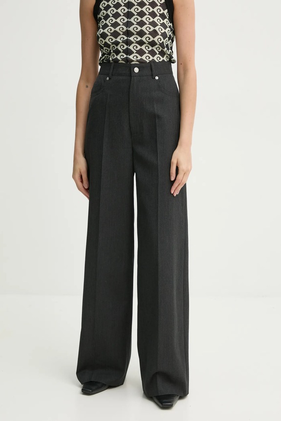 Vunene hlače Nanushka KORINA bez uzorka siva NW25RSPA15394