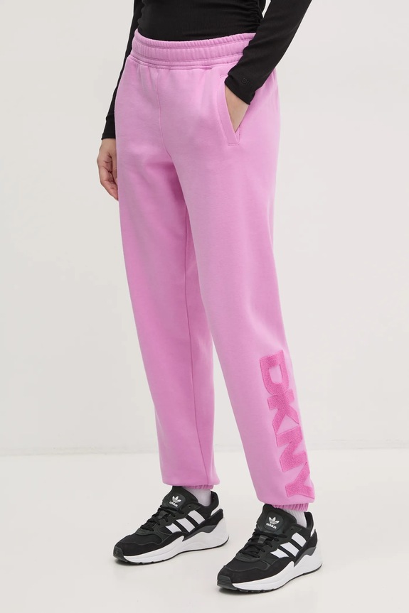 Dkny spodnie dresowe dzianina fioletowy DP5P3585