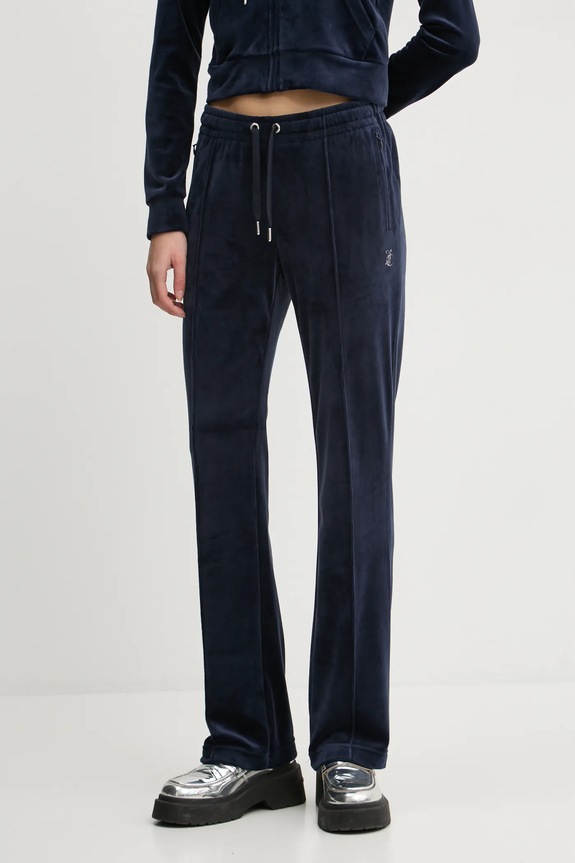 Juicy Couture spodnie dresowe aplikacja granatowy JCAPW045