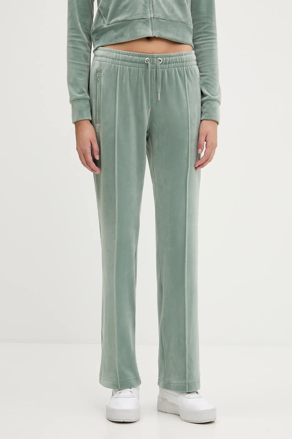 Juicy Couture spodnie dresowe aplikacja zielony JCAPW045
