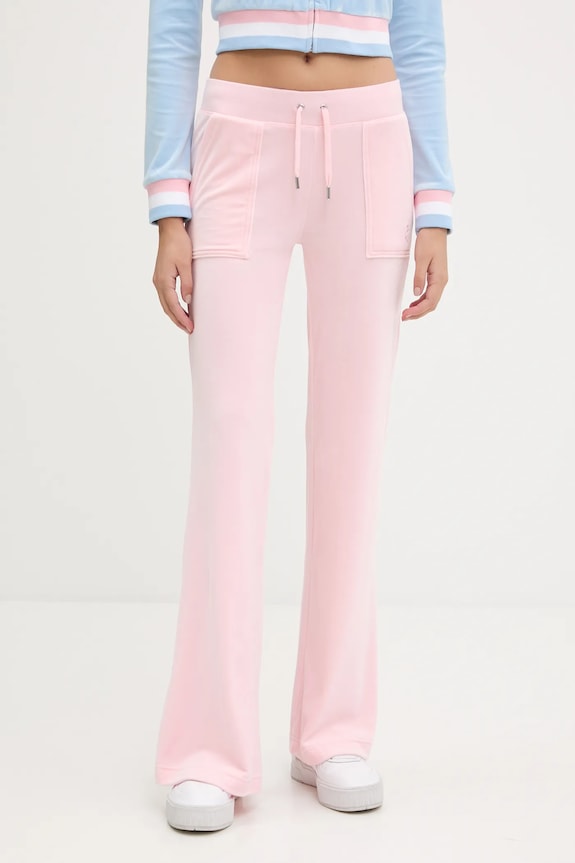 Juicy Couture spodnie dresowe damskie LAYLA POCKET LR dzianina różowy JCSEBJ001