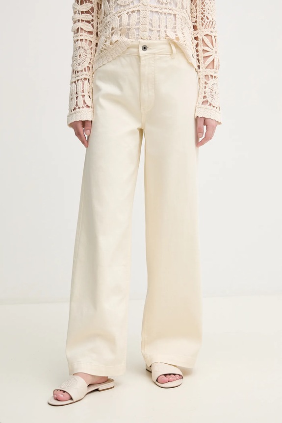 Džíny Pepe Jeans HIGH RISE WIDE CROP TANIA béžová PL211801