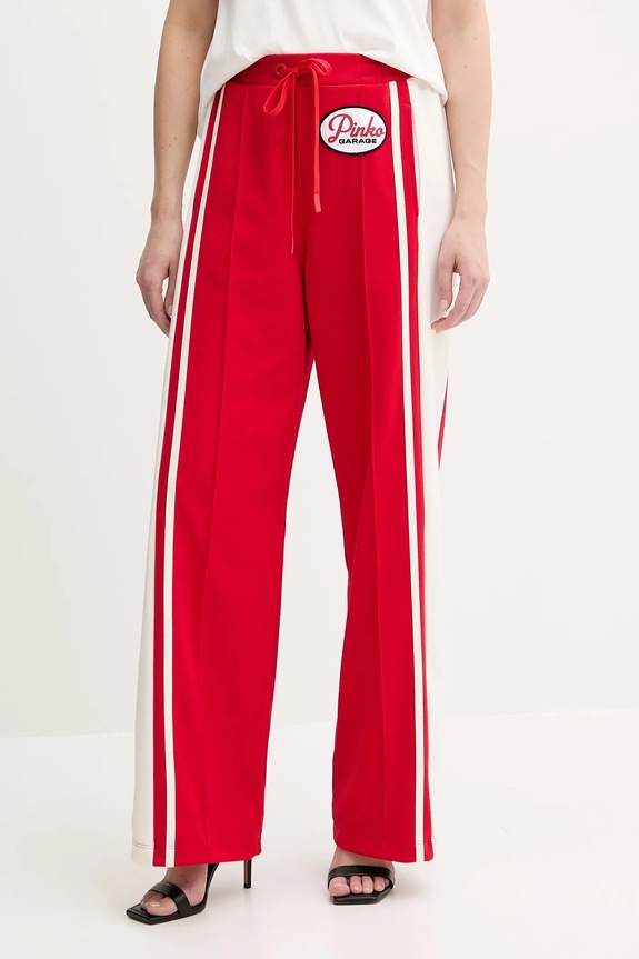 Παντελόνι φόρμας Pinko λεπτό μοτίβο κόκκινο 105272.A2MD