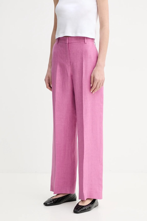 Weekend Max Mara pantaloni in lino alta rosa 2515131052600
