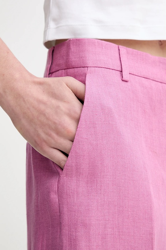 Weekend Max Mara pantaloni in lino rosa 2515131052600