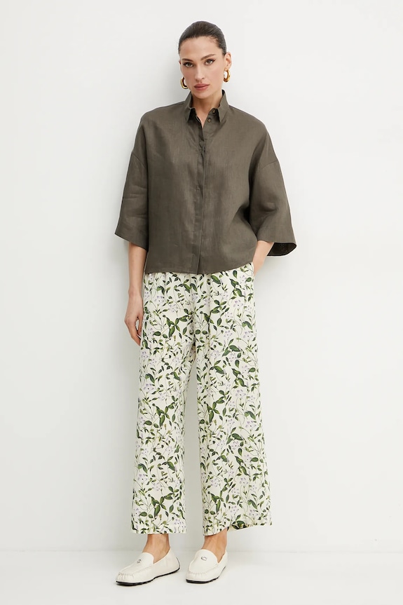 Hedvábné kalhoty Weekend Max Mara 2515131082600 béžová SS25