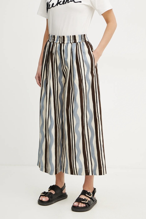 Weekend Max Mara spodnie bawełniane wzorzyste beżowy 2515131102600