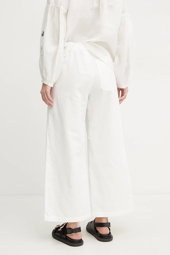 Ruházat Weekend Max Mara nadrág vászonkeverékből 2515131112600 fehér