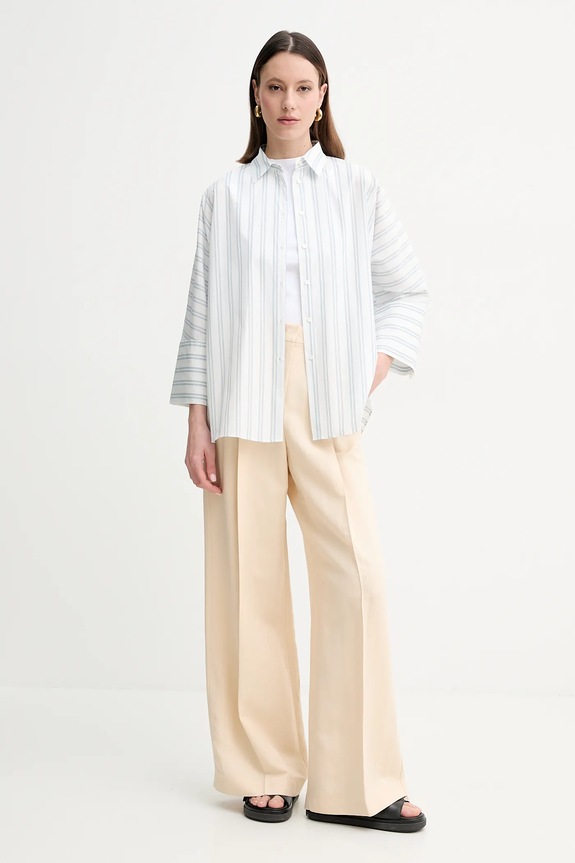 Hlače s dodatkom lana Weekend Max Mara 2515131132600 bež SS25