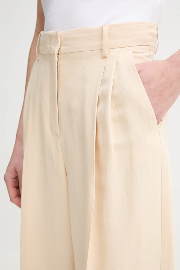 Hlače s dodatkom lana Weekend Max Mara bež 2515131132600