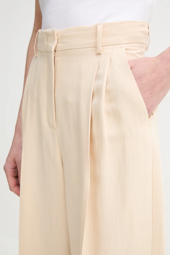 Hlače s dodatkom lana Weekend Max Mara bež 2515131132600
