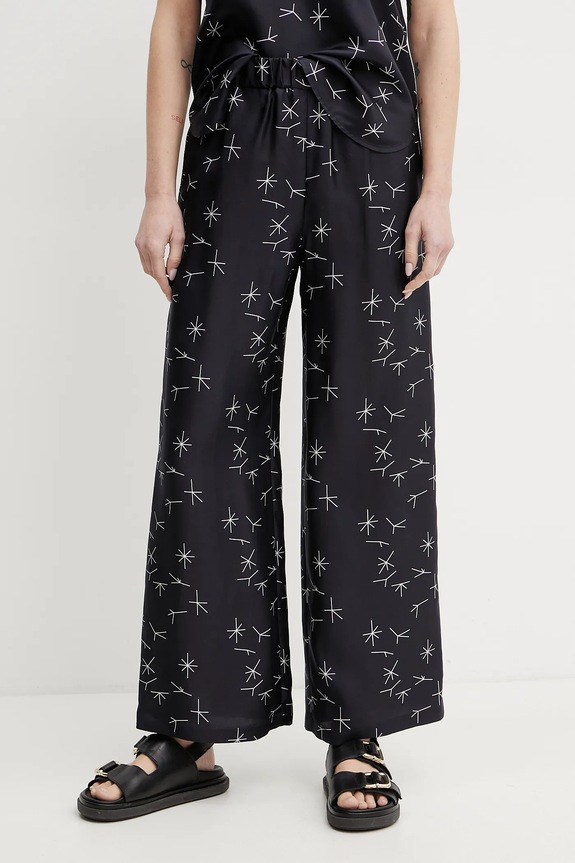 MM by Max Mara spodnie jedwabne tkanina granatowy 2516131027600