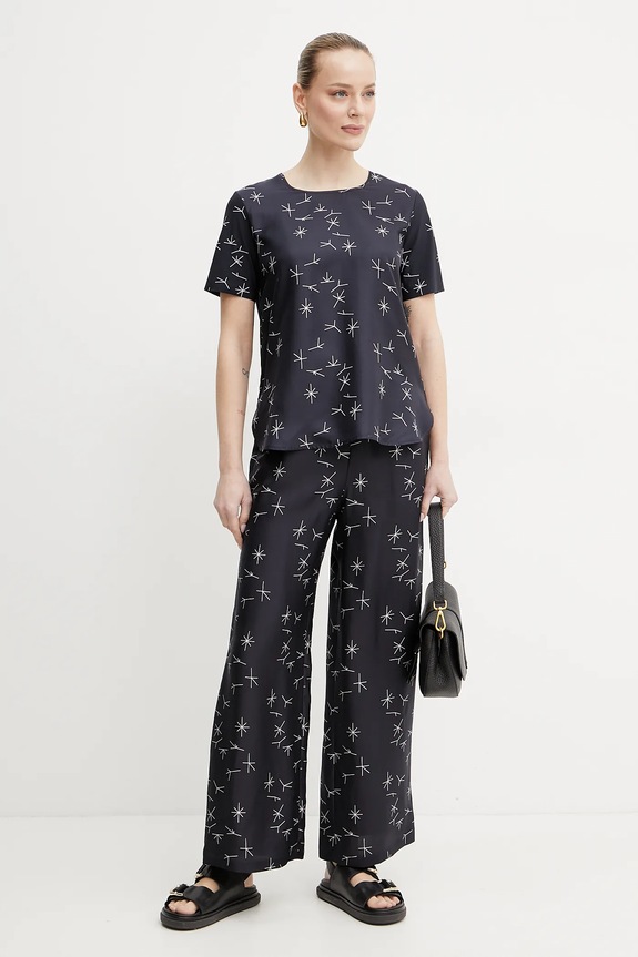 MM by Max Mara spodnie jedwabne 2516131027600 granatowy SS25