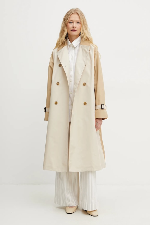 Bavlnené nohavice MM by Max Mara 2516131028600 béžová SS25
