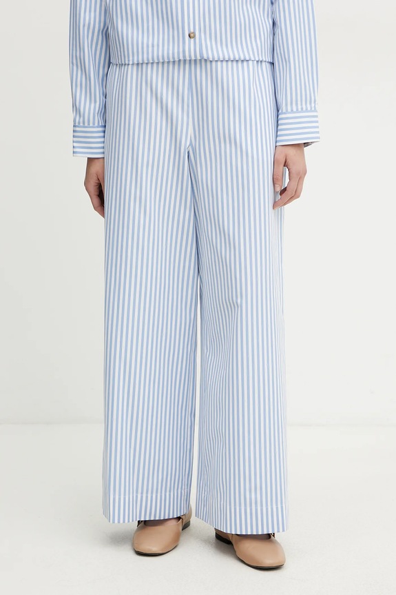 MM by Max Mara spodnie bawełniane wzorzyste niebieski 2516131028600