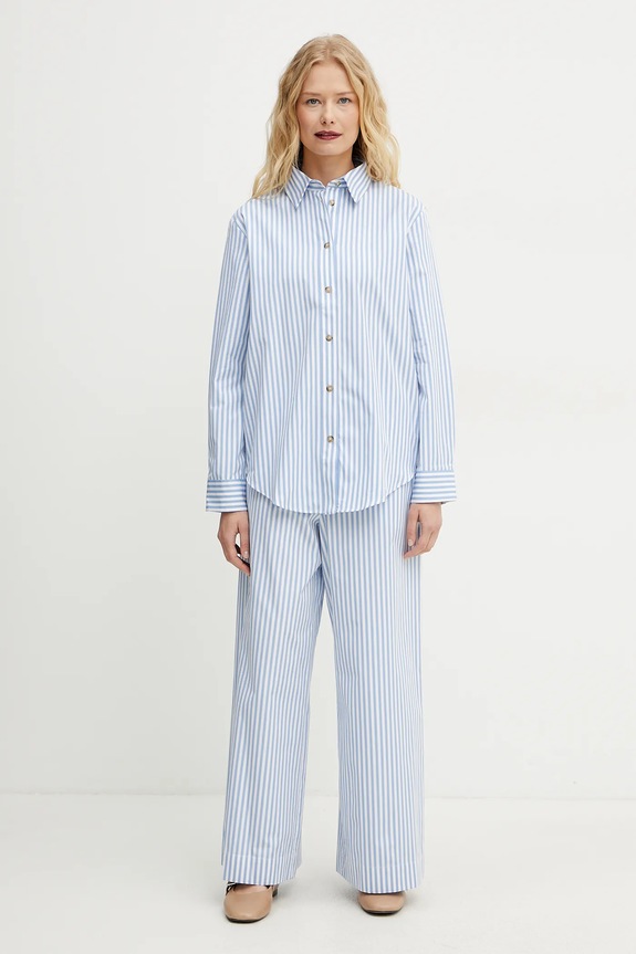 MM by Max Mara spodnie bawełniane 2516131028600 niebieski SS25