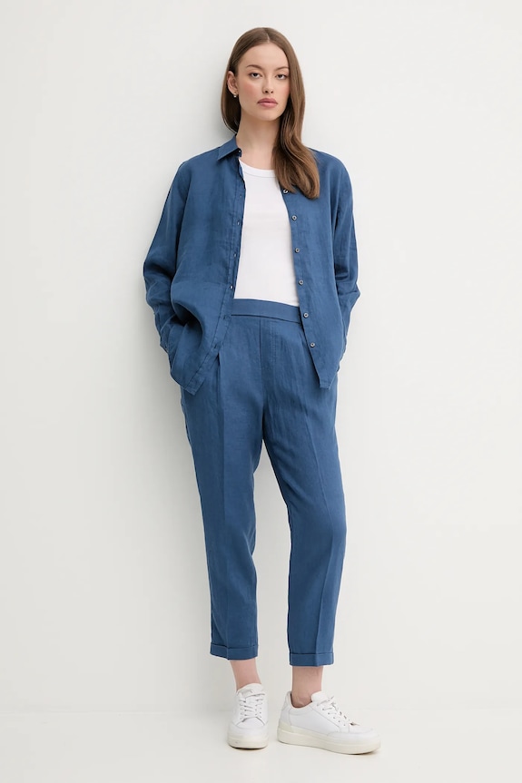 United Colors of Benetton pantaloni in lino 4AGH558X5 blu navy SS25