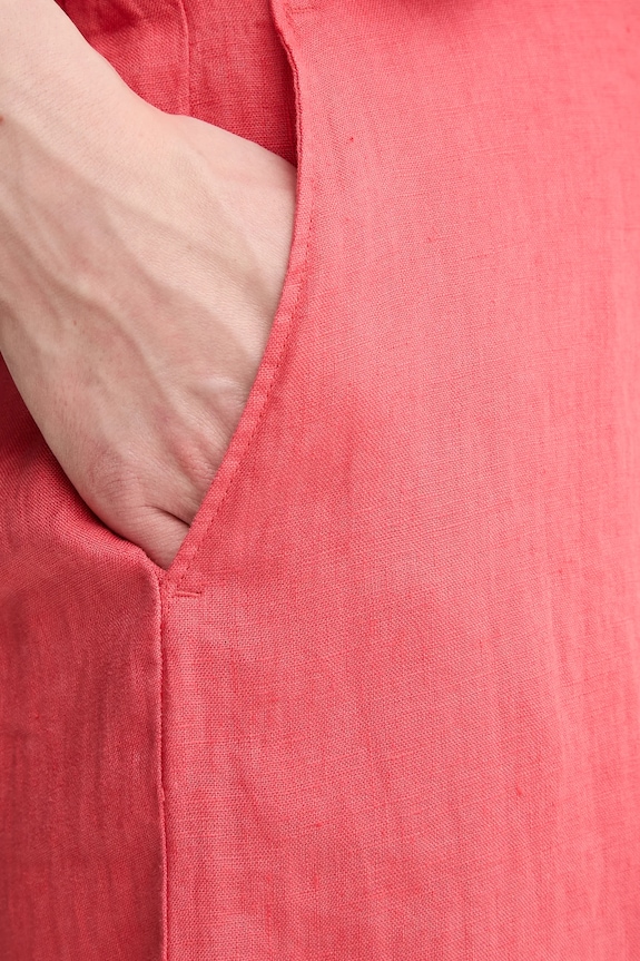 United Colors of Benetton nohavice dámske ľanové červená 4AGHDF08K