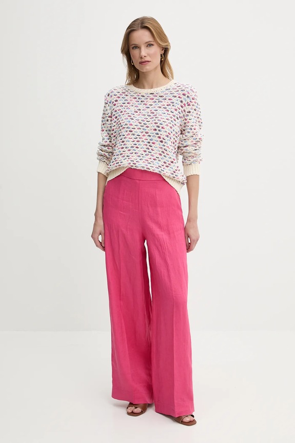 United Colors of Benetton pantaloni de femei din in 4AGHDF08K roz SS26