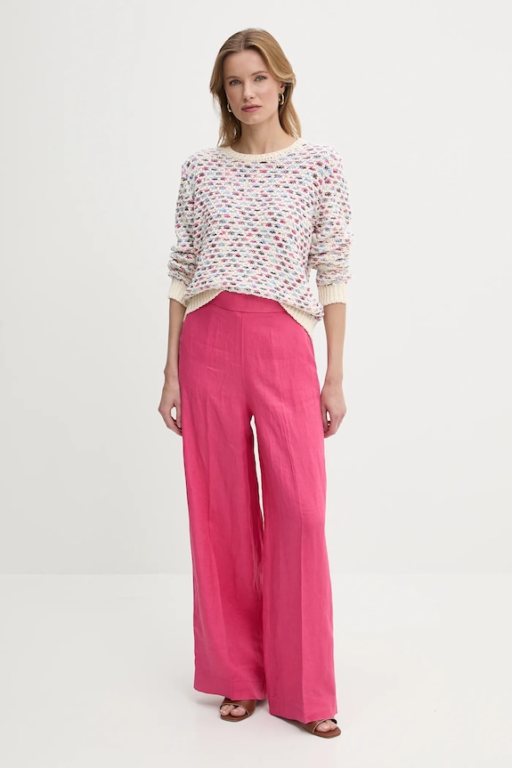 United Colors of Benetton pantaloni de femei din in 4AGHDF08K roz SS26