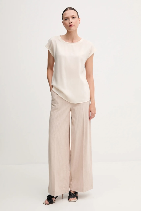 United Colors of Benetton nadrág vászonkeverékből 49KBDF091 bézs SS25