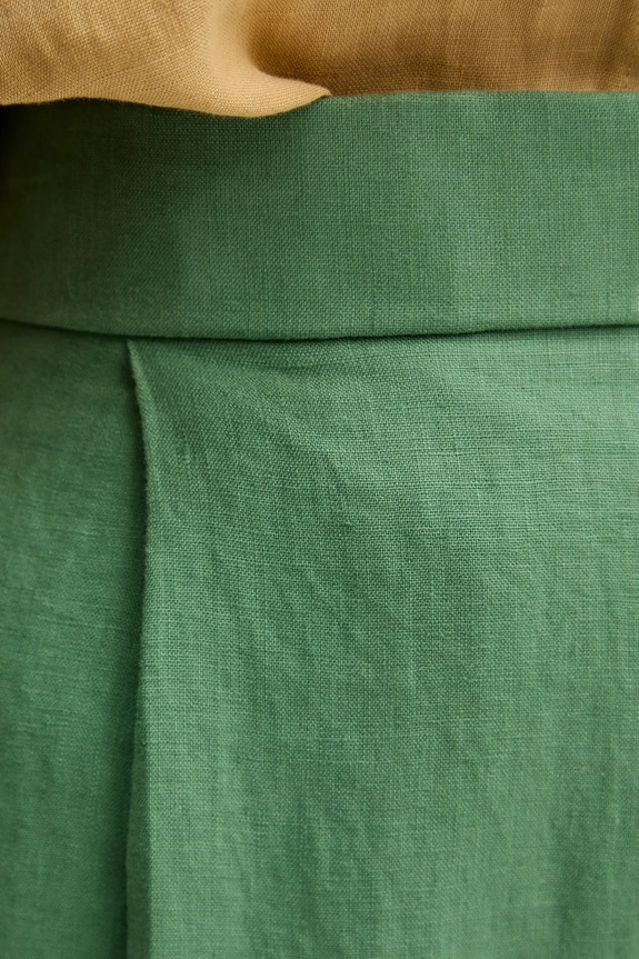 Λινό παντελόνι United Colors of Benetton πράσινο 4AGHDF08L