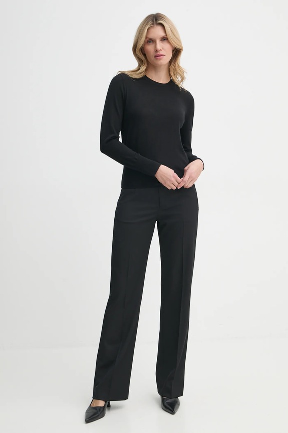 Hlače s primjesom vune Filippa K 31108.FK crna SS25