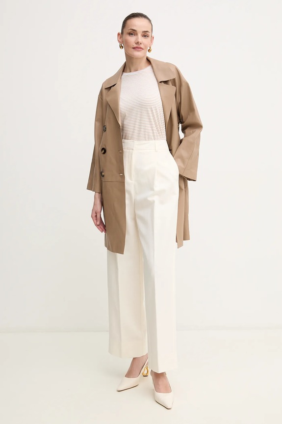 BOSS Orange nadrág vászonkeverékből 50546207 bézs SS25