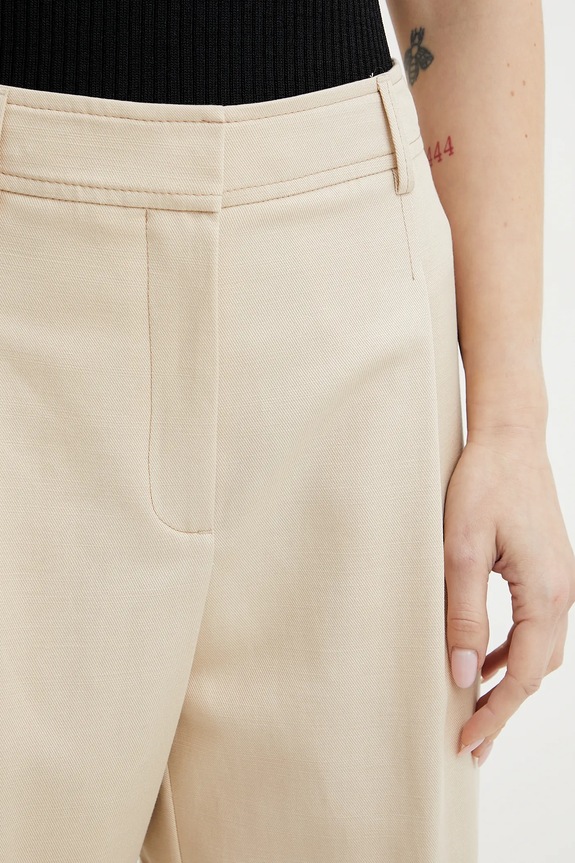 Παντελόνι με λινό μείγμα BOSS Orange μπεζ 50546207