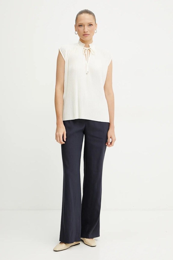 BOSS pantaloni din in 50540608 bleumarin SS25