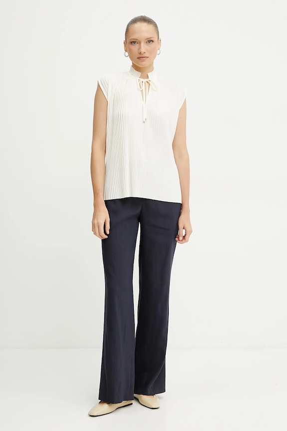 BOSS pantaloni din in 50540608 bleumarin SS25