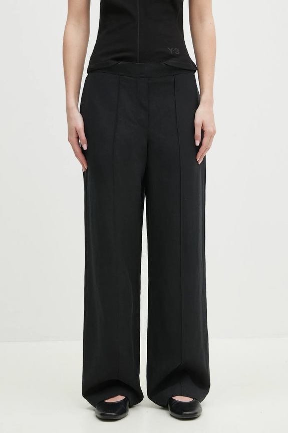 Samsoe Samsoe linen blend trousers SAHANI plain black F25100013