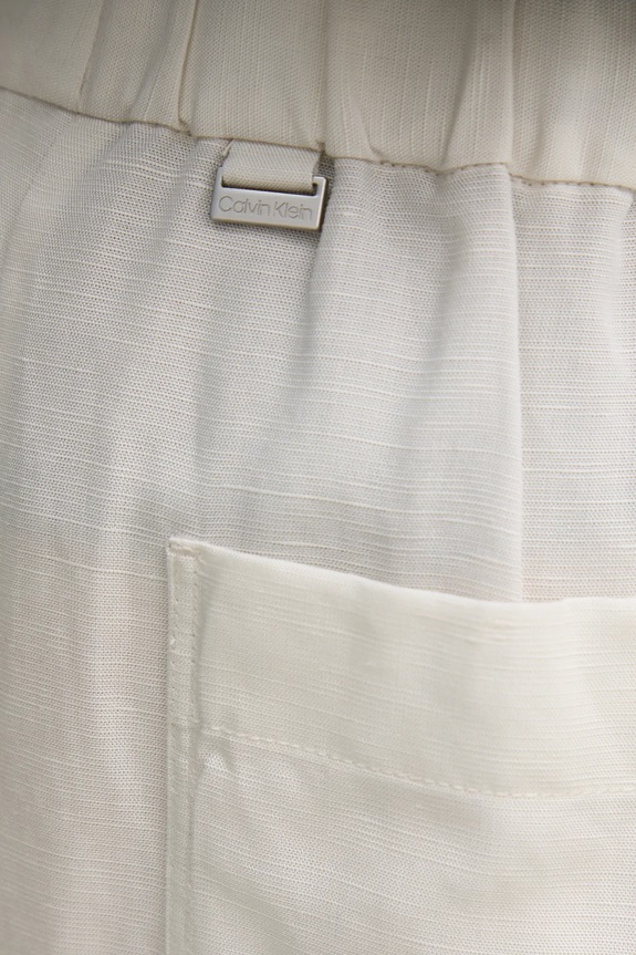 Nohavice s prímesou ľanu Calvin Klein béžová K20K208381