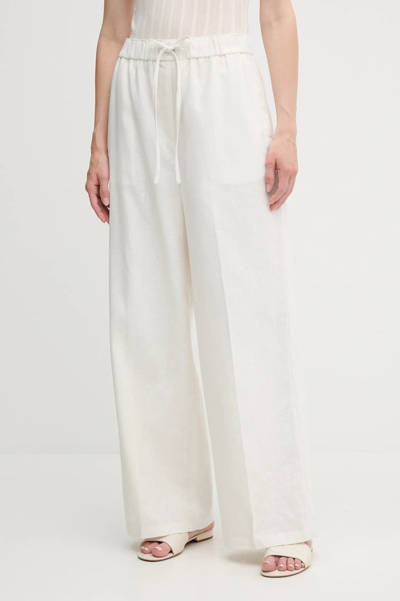 Calvin Klein pantaloni in lino alta beige LV044B676G