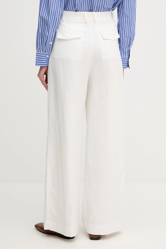 Odjeća Hlače s dodatkom lana Tommy Hilfiger WW0WW47214 bijela