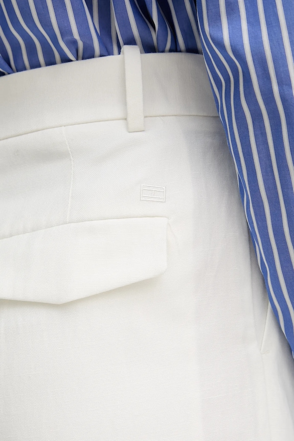Tommy Hilfiger pantaloni in lino misto bianco WW0WW47214