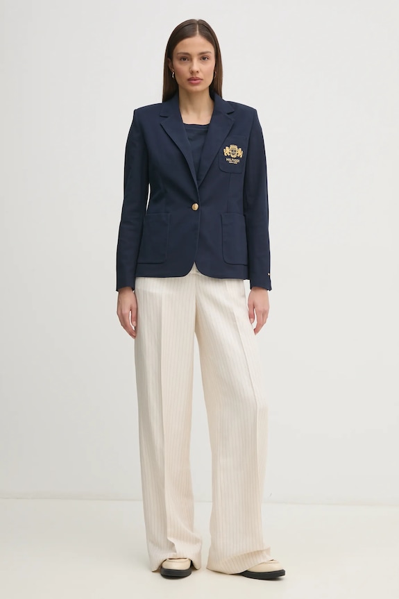 Kalhoty s příměsí lnu Tommy Hilfiger WW0WW45464 béžová SS25