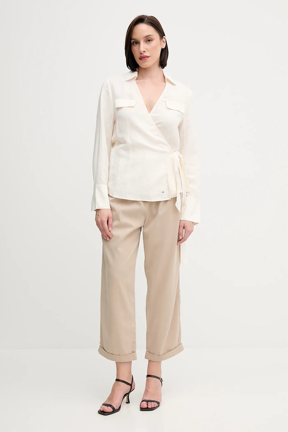 Hlače Tommy Hilfiger WW0WW45589 bež SS25