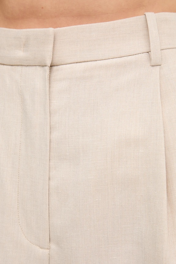Nohavice s prímesou ľanu Tommy Hilfiger béžová WW0WW45460