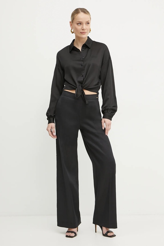 Lanene hlače Guess ISABEAU W5GB54.WH5L2 črna SS25