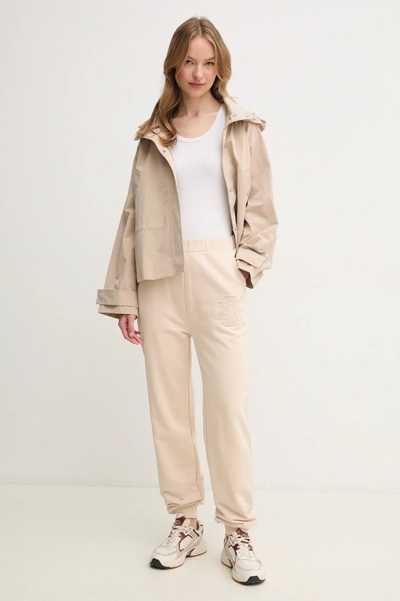 Bavlnené tepláky Calvin Klein Jeans J20J225355 béžová SS25
