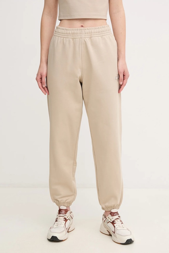 Calvin Klein Jeans spodnie dresowe dzianina beżowy LV047B235G