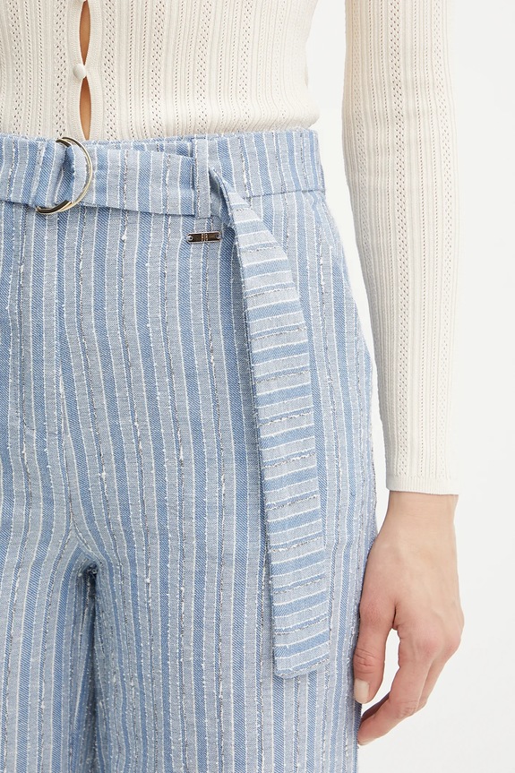 Παντελόνι με λινό μείγμα Fracomina μπλε FS25SV3008W402Q6