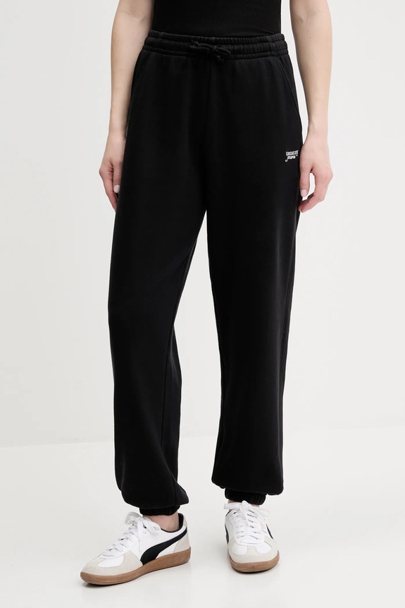 Bombažen spodnji del trenirke Tommy Jeans Pletenina črna DW0DW20670