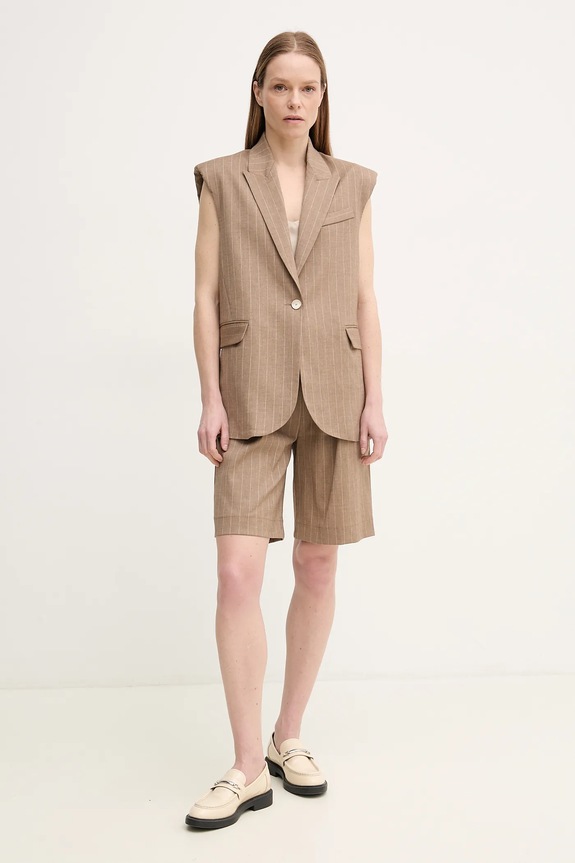 Λινό σορτς La Petite Française SOLANGE PFSOLANGE μπεζ SS25