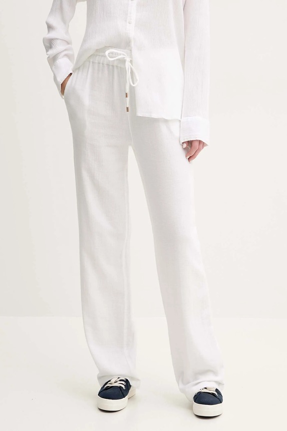 Melissa Odabash pantaloni de bumbac drept alb MO.KRISSY