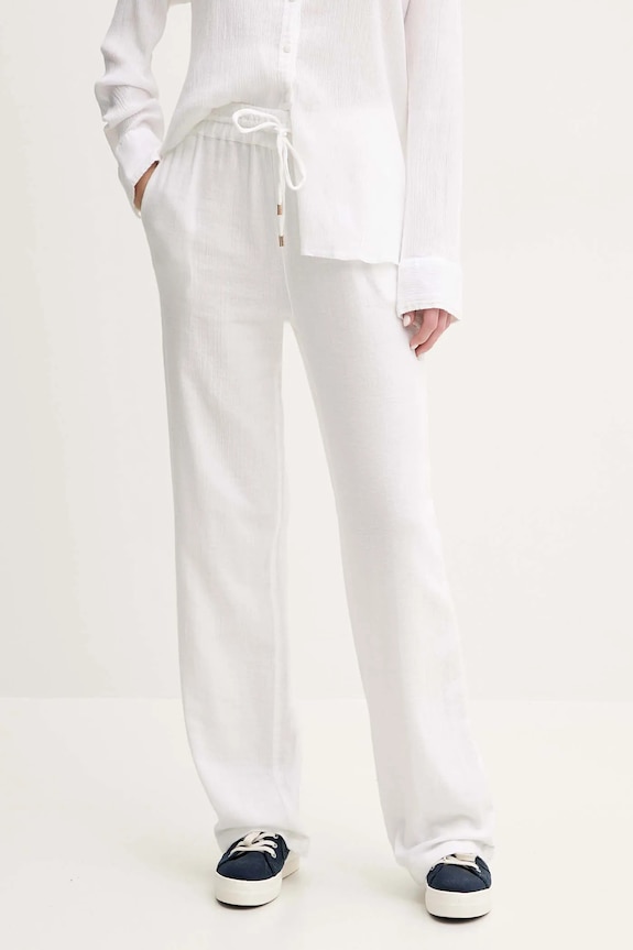 Melissa Odabash pantaloni de bumbac drept alb MO.KRISSY