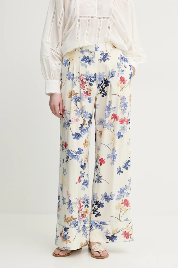 MUNTHE pantaloni FAICUS cu modele bej 251142525121