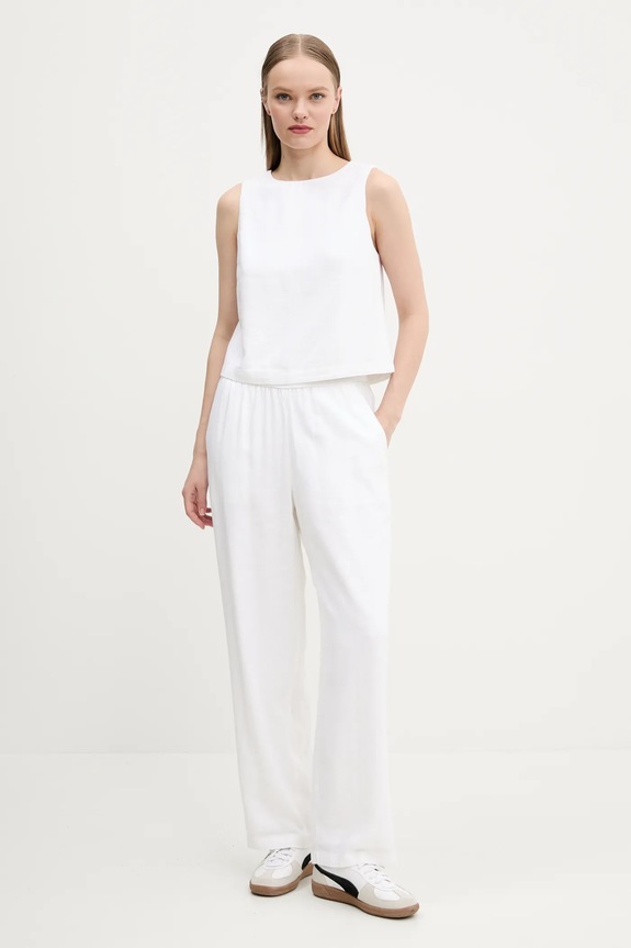 Ľanové nohavice Abercrombie & Fitch KI156.5128.100 béžová SS25